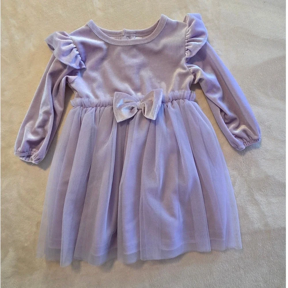 RZ by Rachel Zoe Baby Dress Lavender Velvet Tulle Bow Spring Dress 12M